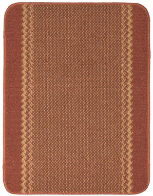 Washable Designer Rugs & Mats Lined Bordered Design in Terra   116T