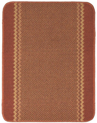 Washable Designer Rugs & Mats Lined Bordered Design in Terra   116T