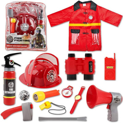 Washable Fireman Costume Set Storage Backpack RED