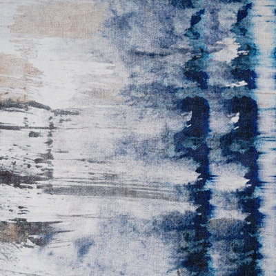 Washable Living Room Blue Grey Abstract Rug 120cm x 170cm
