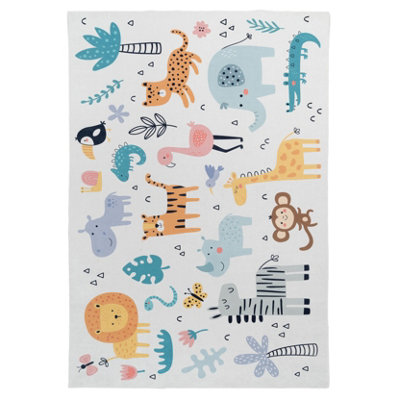 Washable Non-Slip Kids Nursery Animal Print Play Mat 80cm x 150cm
