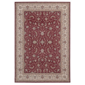 Washable Non-Slip Red Floral Stair Runner Rug 60cm x 6m