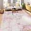 Washable Non-Slip Rose Pink Abstract Living Area Rug 50cm x 80cm
