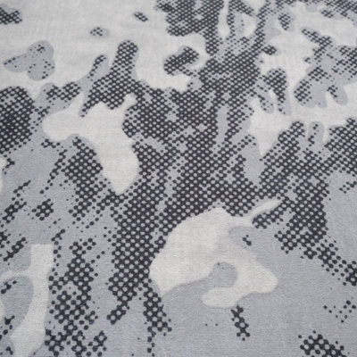 Washable Non-Slip Silver Grey Marble Area Rug 120cm x 170cm