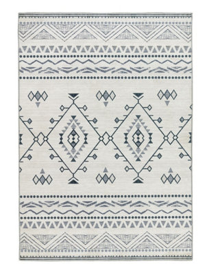 Washable Rug, Anti-Shed Geometric Rug, Traditional Moroccan Rug for Bedroom, Living Room, & Dining Room-67 X 200cm (Runner)