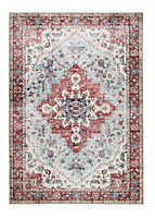 Washable Rug, Bordered Rug, Floral Traditional Rug, Persian Rug for Bedroom, Living Room, & Dining Room-120cm X 170cm