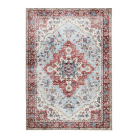 Washable Rug, Bordered Rug, Floral Traditional Rug, Persian Rug for Bedroom, Living Room, & Dining Room-120cm X 170cm