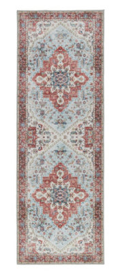 Washable Rug, Bordered Rug, Floral Traditional Rug, Persian Rug for Bedroom, Living Room, & Dining Room-80cm X 150cm
