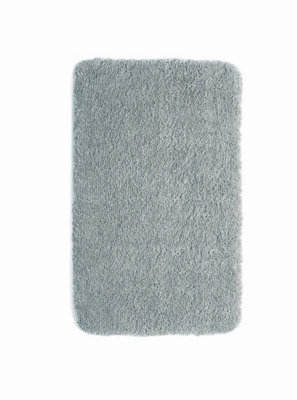 Washable Silver Thick Shaggy Rug, Modern Plain Rug for Bedroom, & Living Room, Silver Rug for Dining Room-60cm X 100cm