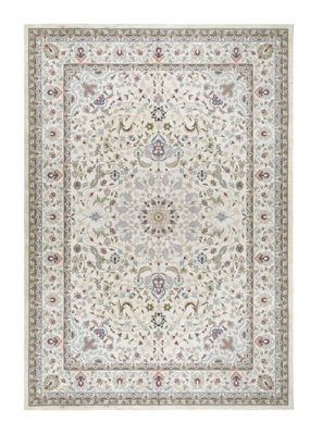 Washable Traditional Rug, Anti-Shed Bordered Rug, Floral Rug for Bedroom, Living Room, & Dining Room-120cm X 170cm