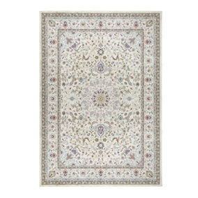 Washable Traditional Rug, Anti-Shed Bordered Rug, Floral Rug for Bedroom, Living Room, & Dining Room-67 X 200cm (Runner)