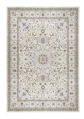 Washable Traditional Rug, Anti-Shed Bordered Rug, Floral Rug for Bedroom, Living Room, & Dining Room-80cm X 150cm
