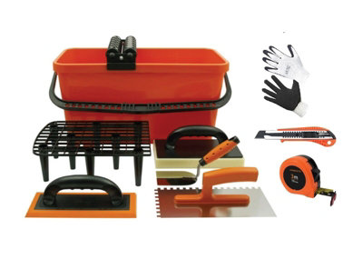 Washboy Tiling Set Bucket with Grout Sponge Float Trowels Gloves Tape ...