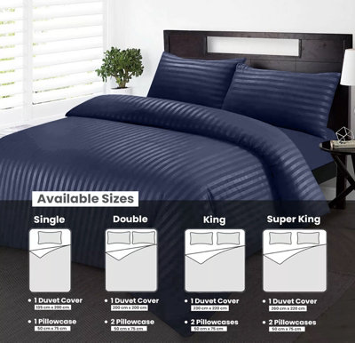 Washed Blue Duvet Covet Set Single Double King Super King Size Bed Egyptian Stripe Quilt Covers With Pillowcase