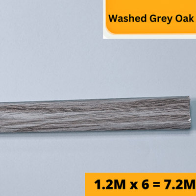 Washed Grey Oak  Laminate Beading Scotia Edge Trim Grey - 1.2M x 6 Total 7.2 Meters