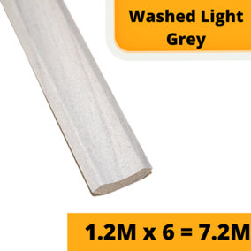 Washed Light Grey Laminate Beading Scotia Edge Trim Grey - 1.2M x 6 Total 7.2 Meters