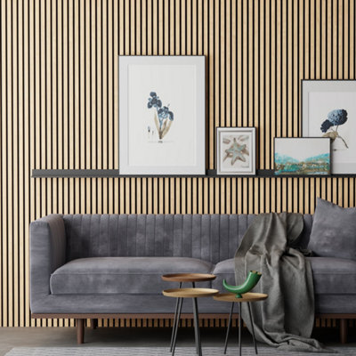 Washed Oak Acoustic Wood slat Panel