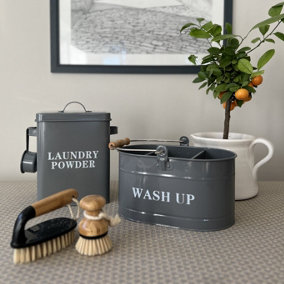 Washing Up and Laundry Powder Storage Tins In French Grey