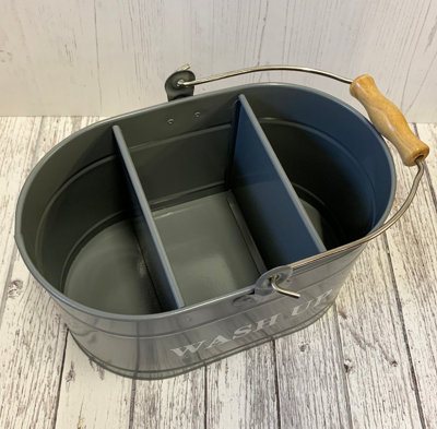 Washing Up Tidy Tin in Attractive French Grey