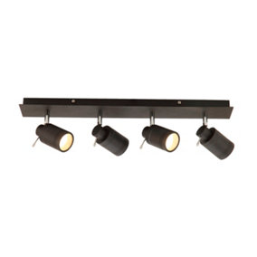 Washington Black Decorative Light - 4 Spotlight Ceiling Bar & Bulbs Included