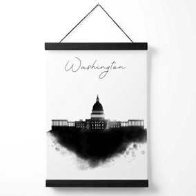 Washington Watercolour Skyline City Medium Poster with Black Hanger
