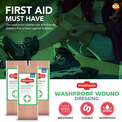 Washproof Wound Dressing Strips 6m - Cut to Size Large Wound Fabric Plasters - Plasters Fabric - Large Plasters Fabric Roll - 6