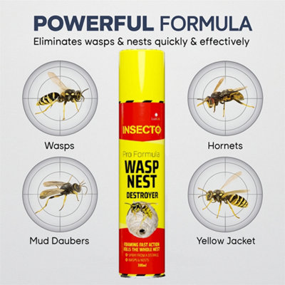 Wasp Nest Destroyer Foam Spray 300ml Fast Acting Wasp Killer for Lofts ...