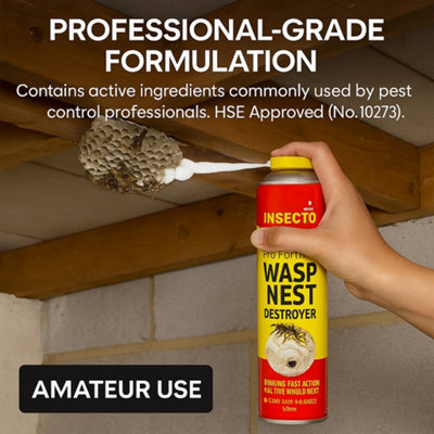 Wasp Nest Destroyer Foam Spray 300ml Fast Acting Wasp Killer for Lofts ...
