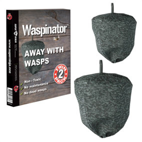 Waspinator Twin Pack - Wasp Repellent for Outdoor Areas, Decoy False Wasp Nests, Garden Wasp Deterrent - Artificial Wasp Nest