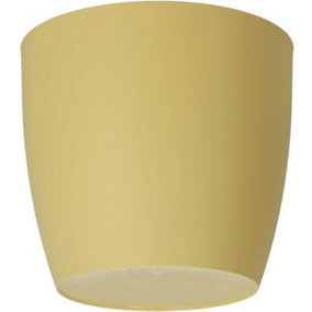 Waste Paper Basket Dust Bin Round Plastic Small Modern Style Home Office Yellow Matt 25cm