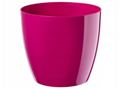 Waste Paper Basket Dust Bin Round Plastic Step Office Bathroom Fuschia 23cm