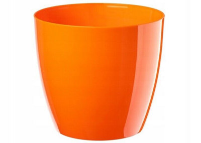 Waste Paper Basket Dust Bin Round Plastic Step Office Bathroom Orange 23cm