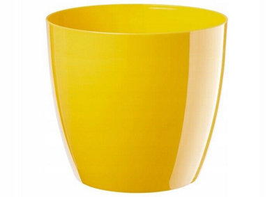 Waste Paper Basket Dust Bin Round Plastic Step Office Bathroom Yellow 28cm