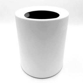 Waste Paper Bin 8L - White Plastic Rubbish Bin Trash Can Garbage Basket Dustbin for Home Kitchen Bathroom Bedroom Office