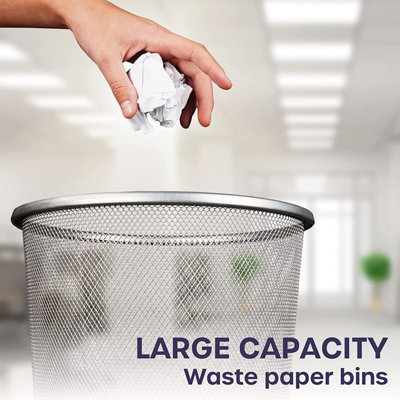 Waste Paper Bin Mesh Basket Bin Mesh Lightweight Paper Bin for Bedrooms, Offices and Classrooms (Silver)