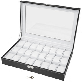 Watch Box - 24 compartments, large viewing window - white