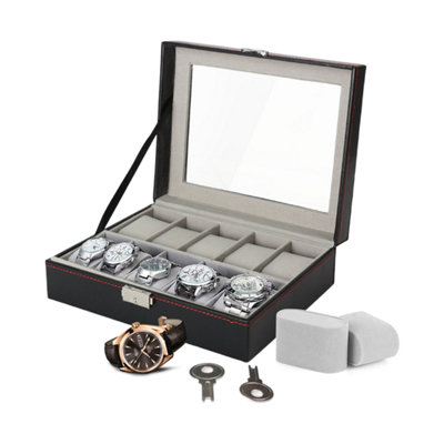 Watch Box With 10 Slots, Premium Watch Storage Case with Metal Clasp ...