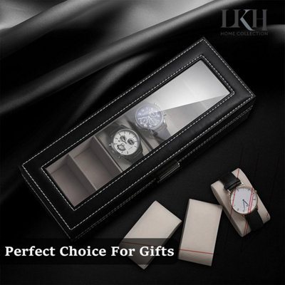 Watch Box With 6 Slots, Premium Watch Storage Case with Metal Clasp ...