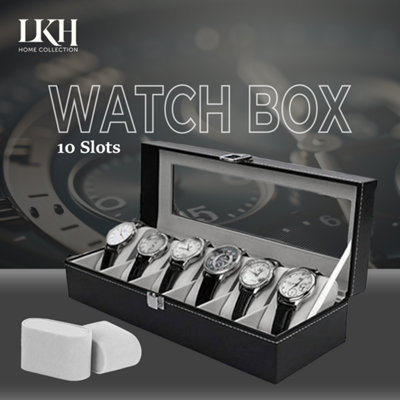 Watch Box With 6 Slots, Premium Watch Storage Case with Metal Clasp ...