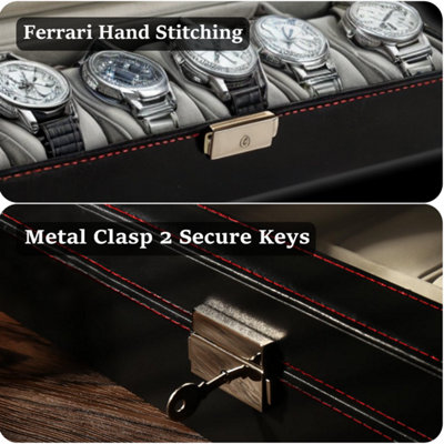 Watch Box With 6 Slots, Premium Watch Storage Case with Metal Clasp ...
