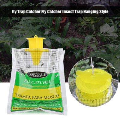 Water-Activated Disposable Fly Trap Bag:Simply Add Water and Hang to ...