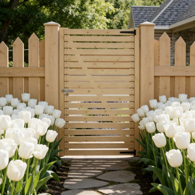 Water Based Paint Wooden Garden Gate with Door Latch 90cm x 180cm