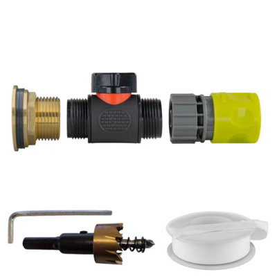Water Butt Brass Kit 1 with In-Line Valve + Female Quick Connector Lime ...