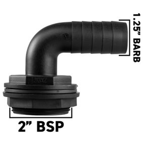 Water Butt Connector Adapter Tank Fitting Elbow 1.25"