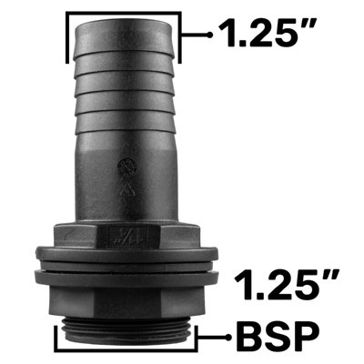 Water Butt Connector Adapter Tank Fitting Straight 1.25"