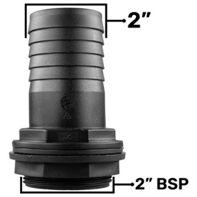 Water Butt Connector Adapter Tank Fitting Straight 2"