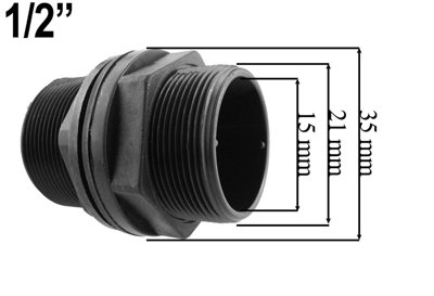 Water Butt Connector Adapter Tank Fitting Threaded 1/2" + quick connector