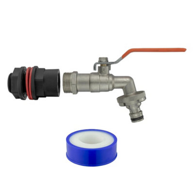 Water Butt Connector Kit Barrel Adapter Hose Fitting Lever Tap Quick ...