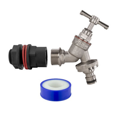 Water Butt Connector Kit Barrel Adapter Hose Fitting Nickel Plated ...