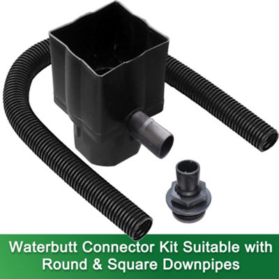 Water Butt Diverter Kit Downpipe Waterbutt Filler Kit Fits Both Round Square Downpipes Connect Downpipe to Water Butt with 1m hose
